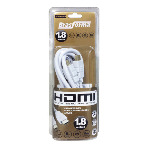 Embalagem Brasforma HDMI00318 - Cabo HDMI 1.4V 1.8 metros