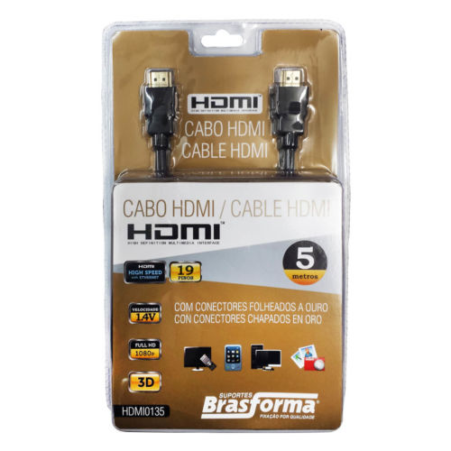 Cabo HDMI 1.4V 5m Full HD – Brasforma HDMI0135