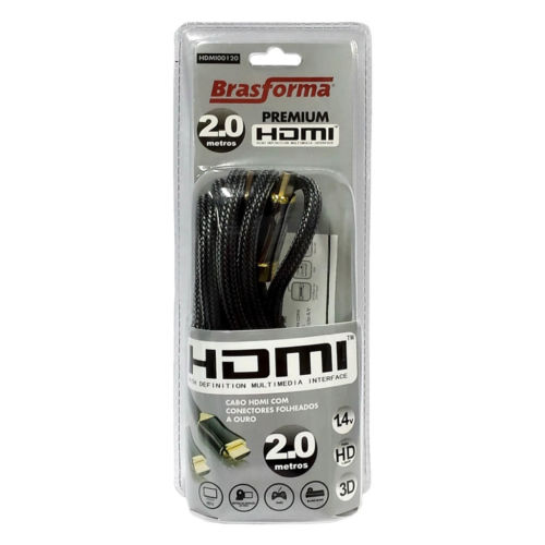 Embalagem Brasforma HDMI00120 - Cabo HDMI PREMIUM 1.4V 2 metros