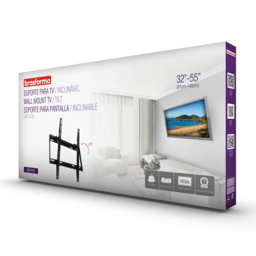 Embalagem Suporte ULTRA SLIM INCLINÁVEL para TV LED, LCD, Plasma, 3D e Smart TV de 32” a 55” – Brasforma SBRP416