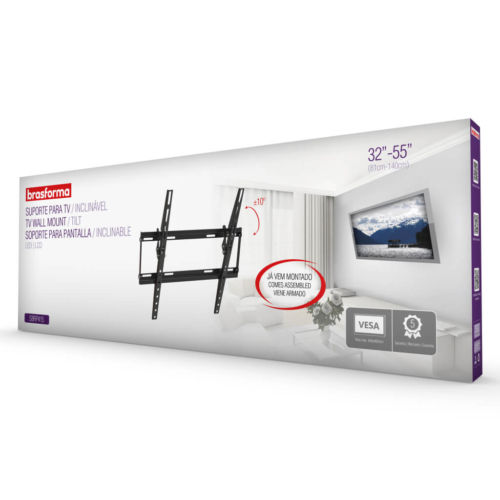 Embalagem Suporte ULTRA SLIM INCLINÁVEL para TV LED, LCD, Plasma, 3D e Smart TV de 32” a 55” – Brasforma SBRP415